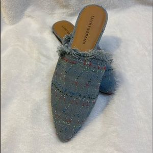 Lucky Brand denim slides size 8 1/2